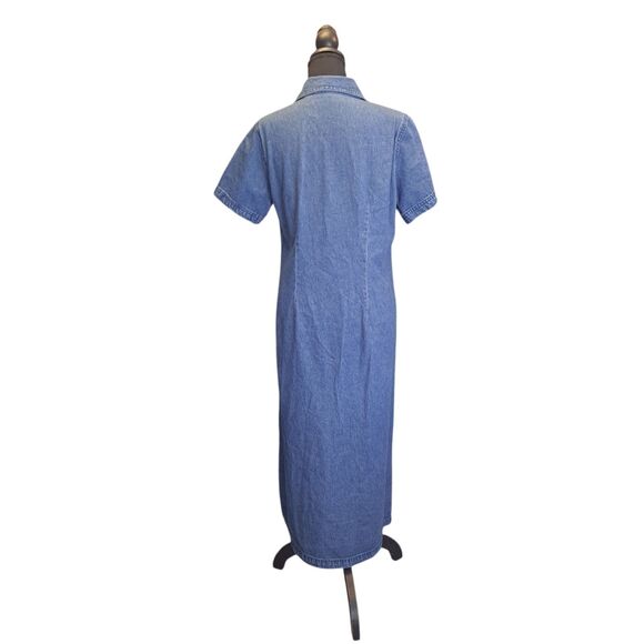 Vintage 90’s Denim Dress Bea Classics Womens M Cottagecore Floral Embroidered - Picture 2 of 9